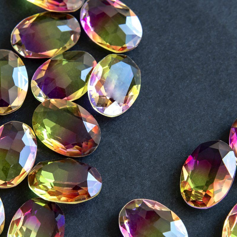 кабошон стекло кристалл, овальный, цвет turmaline #9, 18х13 мм