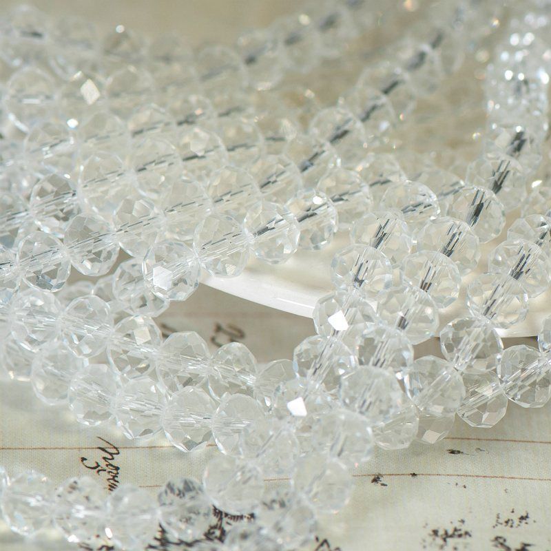 бусина, стекло абакус 8, граненая, цвет прозрачный, 8х6 мм