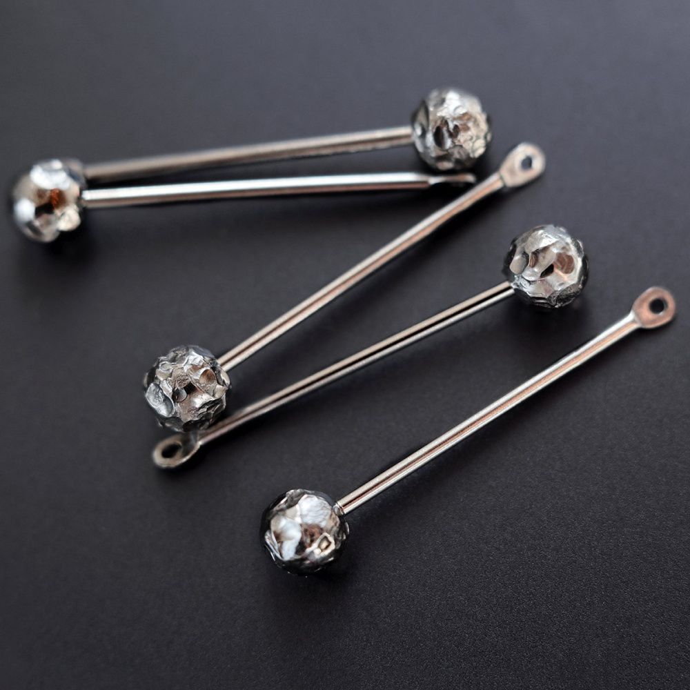 подвеска стальная "булава", цвет стальной, 28.5х5 мм