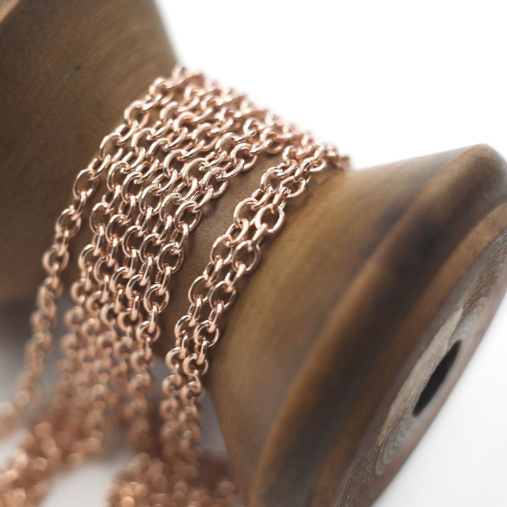 цепочка "кросс", цвет золото розовое, звено 3x2x0.5 мм