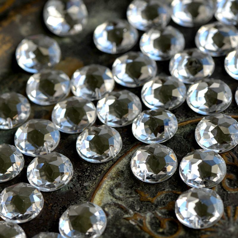 стразы пришивные "грани", акрил, круглые, цвет cristal, 15х5 мм