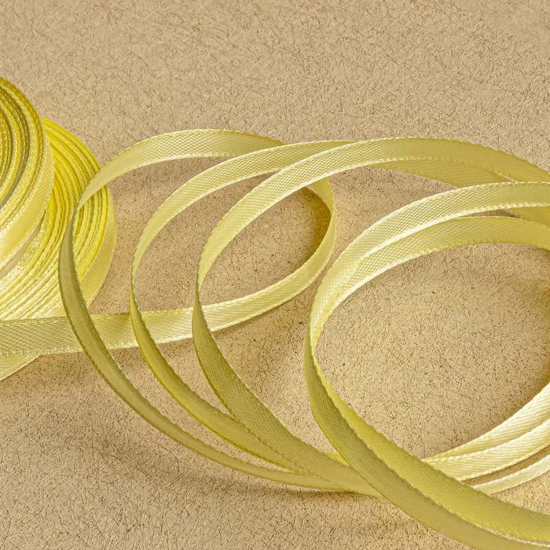 лента, атлас, цвет светло-желтый, ширина 6 мм ленты