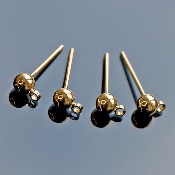 пуссеты "шарик", позолоченные, 16x6x4 мм