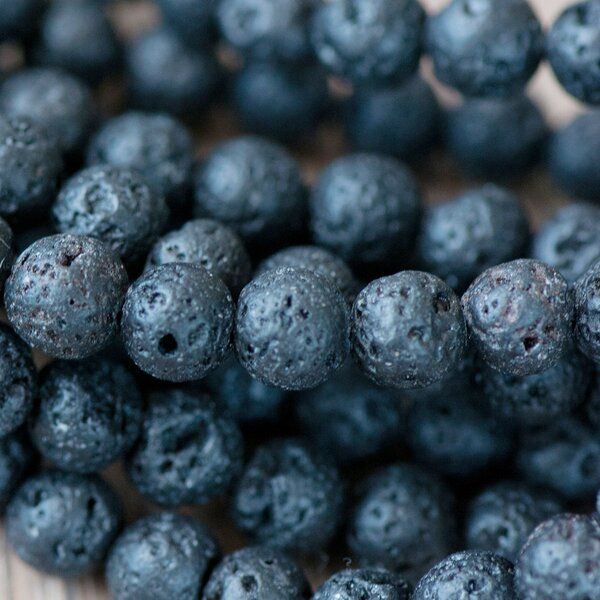 бусина лава натуральная 6, цвет черный, 6 мм