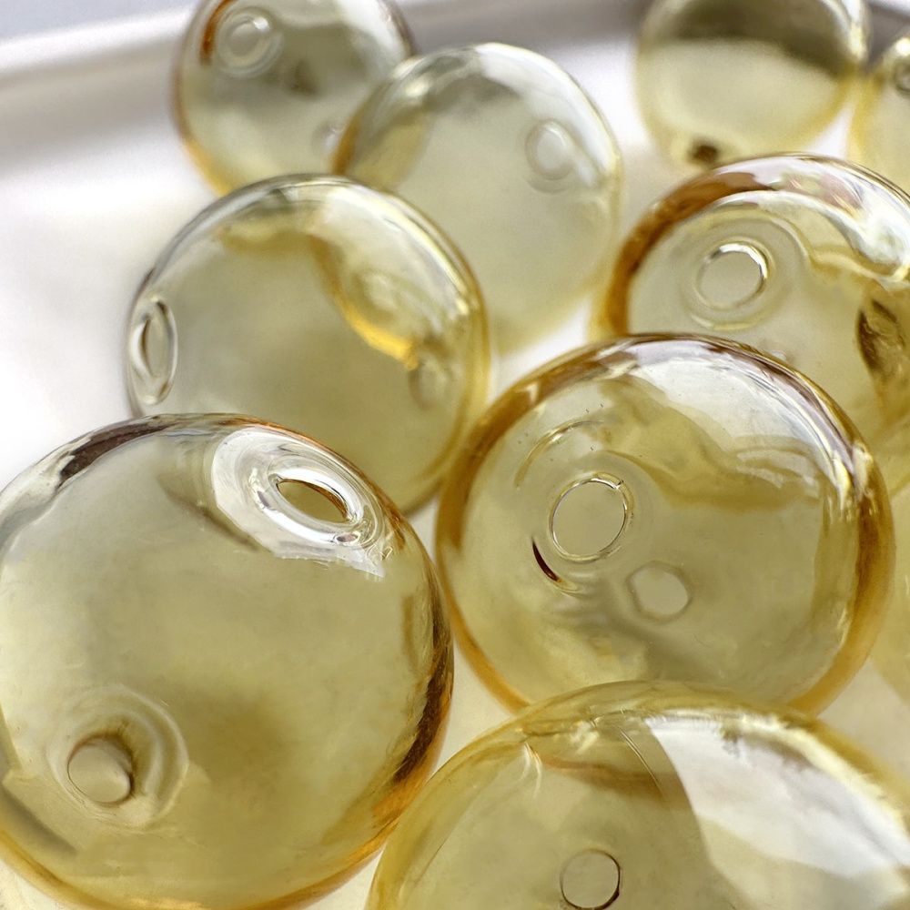 бусина, лэмпворк "шар", бледно-желтый, 16 мм