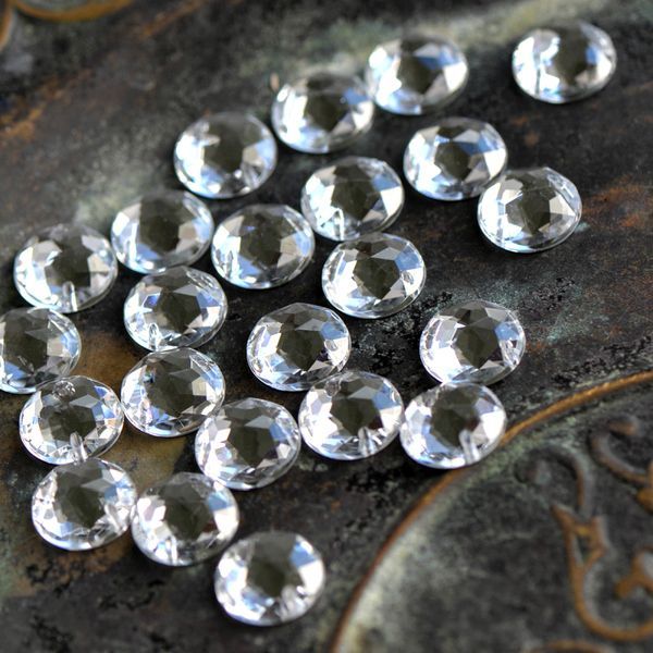 стразы пришивные "грани", акрил, круглые, цвет cristal, 12х4 мм