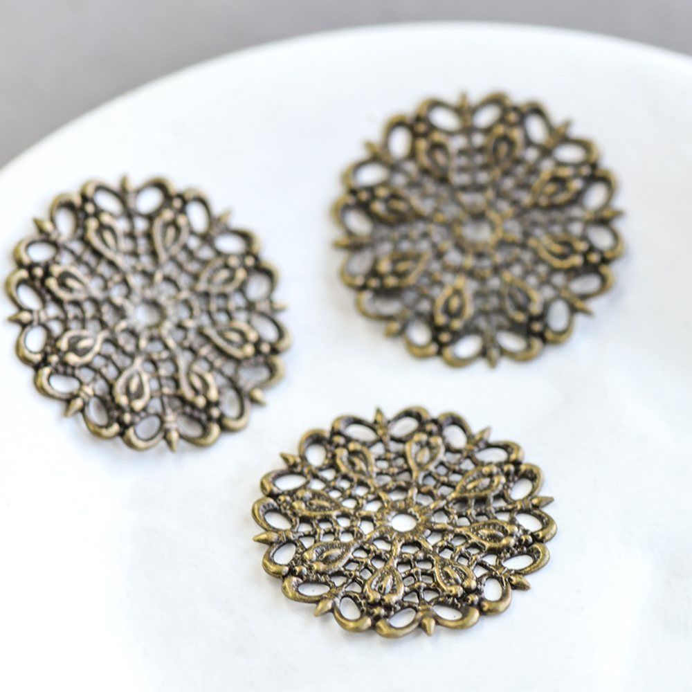 коннектор "филигрань салфетка", цвет античная бронза, 25х1х2 мм