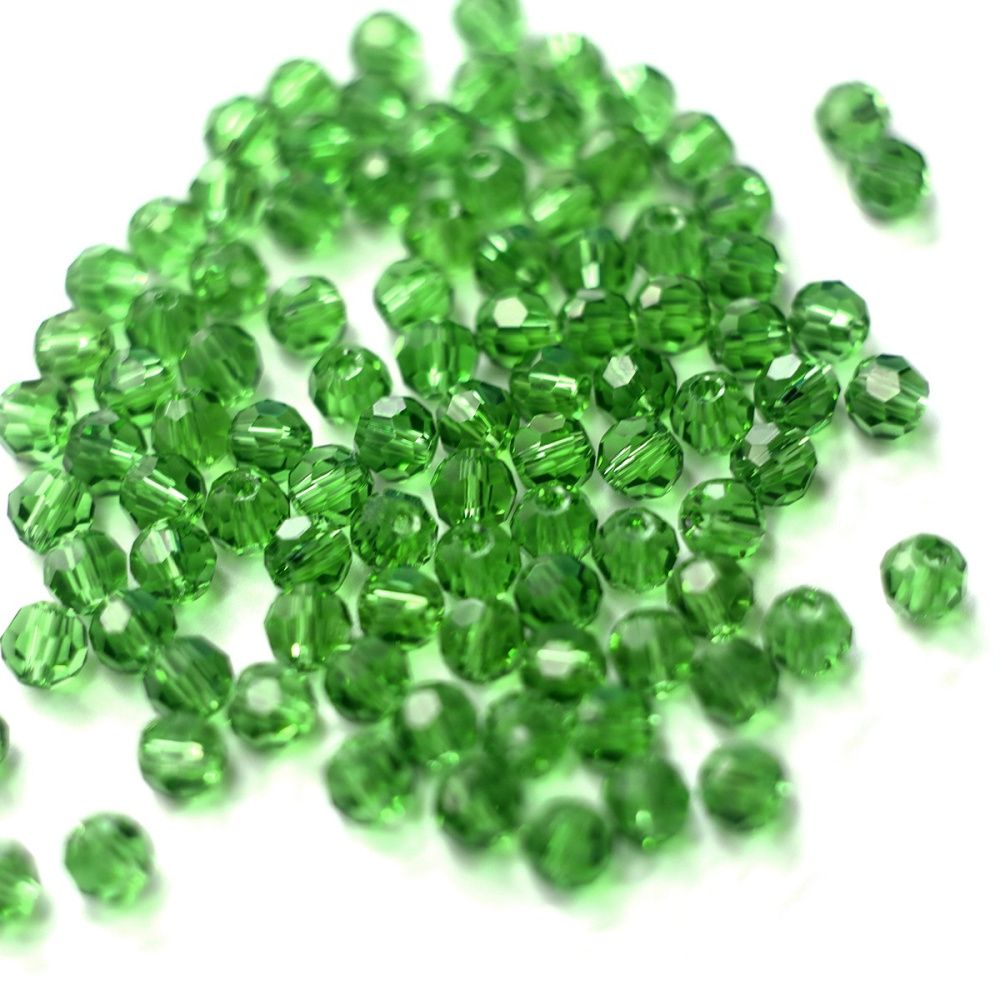 бусина, стекло 6, граненая, цвет лайм, 6 мм