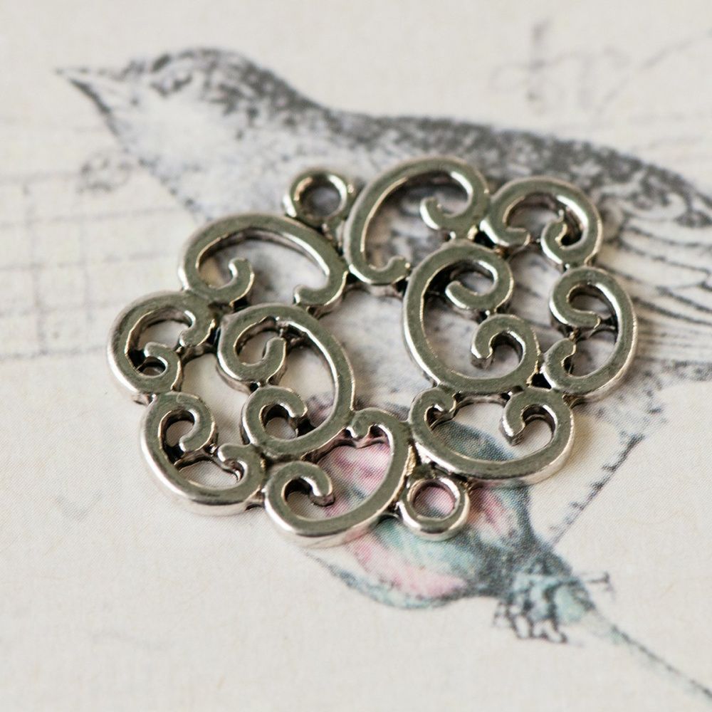 коннектор "флори", цвет серебро, 24x30x2 мм