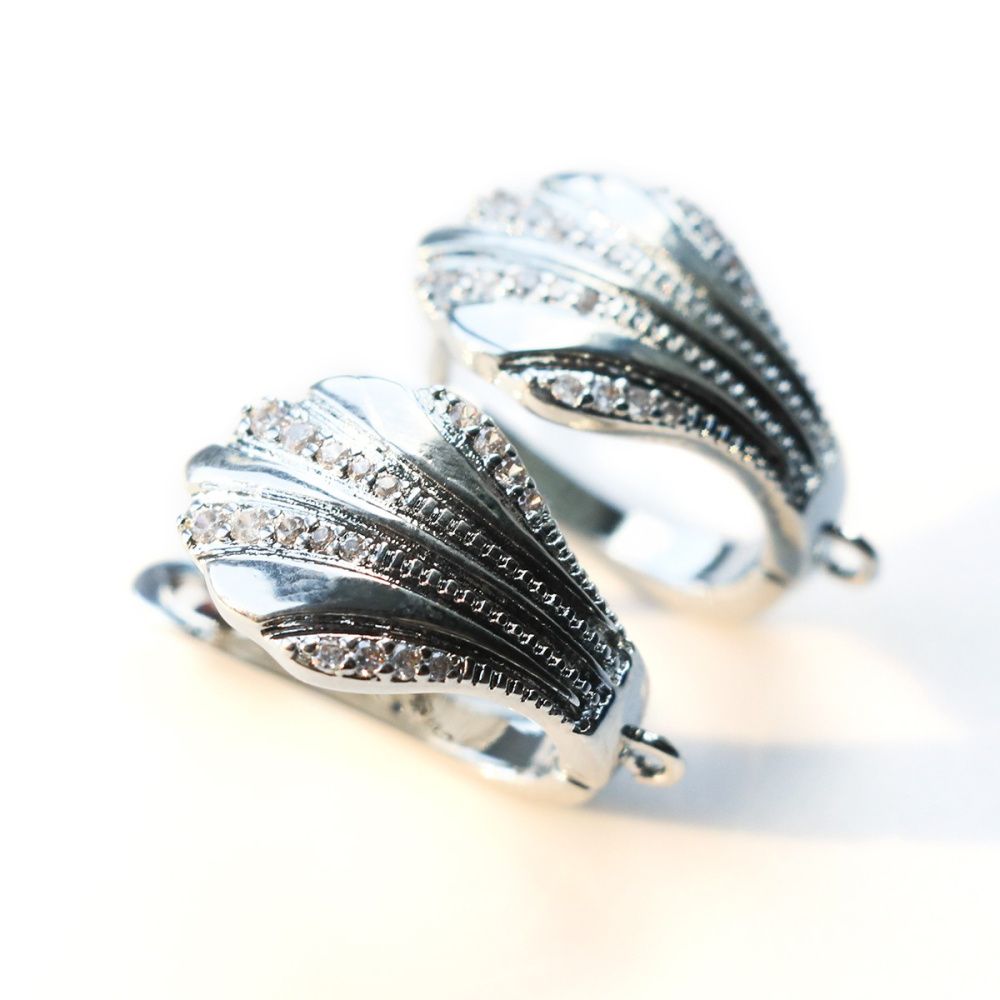 швензы "шелл", с цирконием, покрытие платиной, 23x12.5 мм 