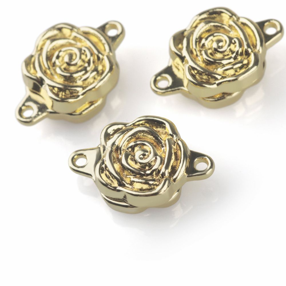 застежка магнитная "роза", позолота, 18x11.5x6 мм