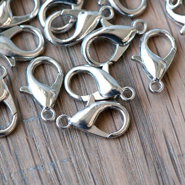 Замочки замочек-лобстер, цвет платина, 16х8 мм