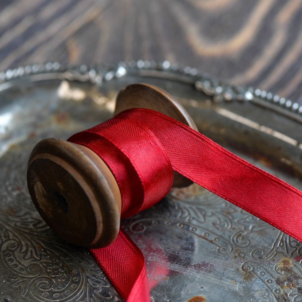 лента, атлас, цвет бордовый, ширина 15 мм ленты