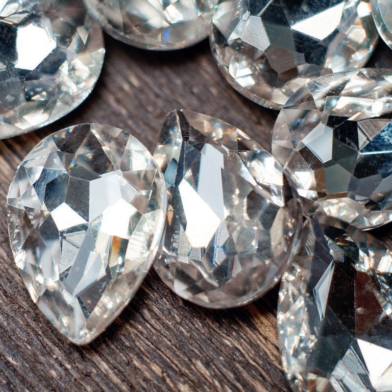 кабошон стекло кристалл, каплевидный, цвет crystal, 18х13 мм