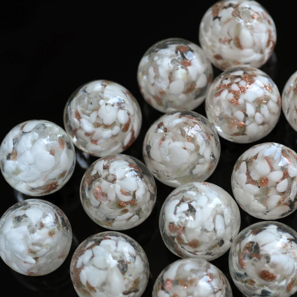 бусина, лэмпворк "росинки", стекло, цвет белый, 20x19 мм