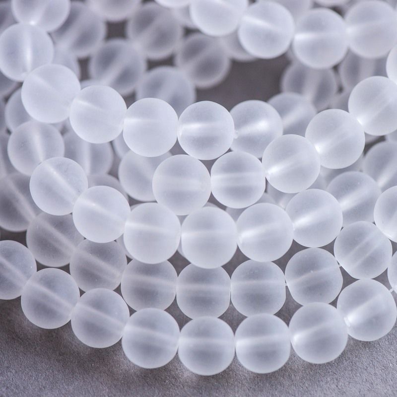 бусина, стекло 10, матовая, цвет белый, 10 мм