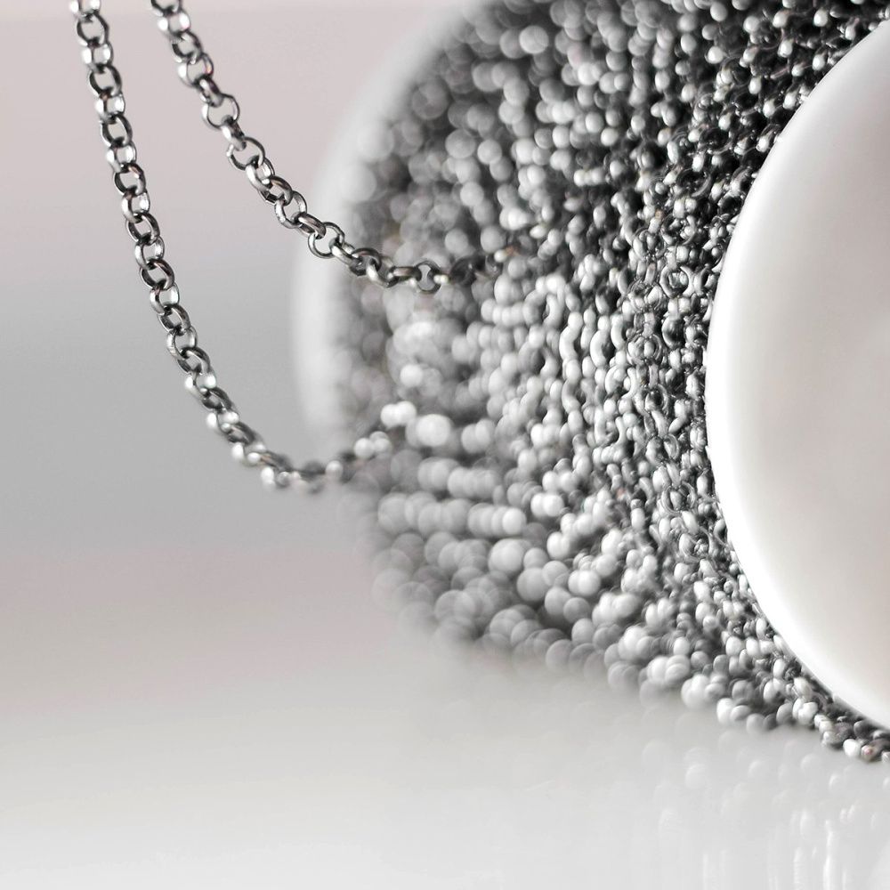 цепочка "раунд", цвет черный, звено 4х1 мм