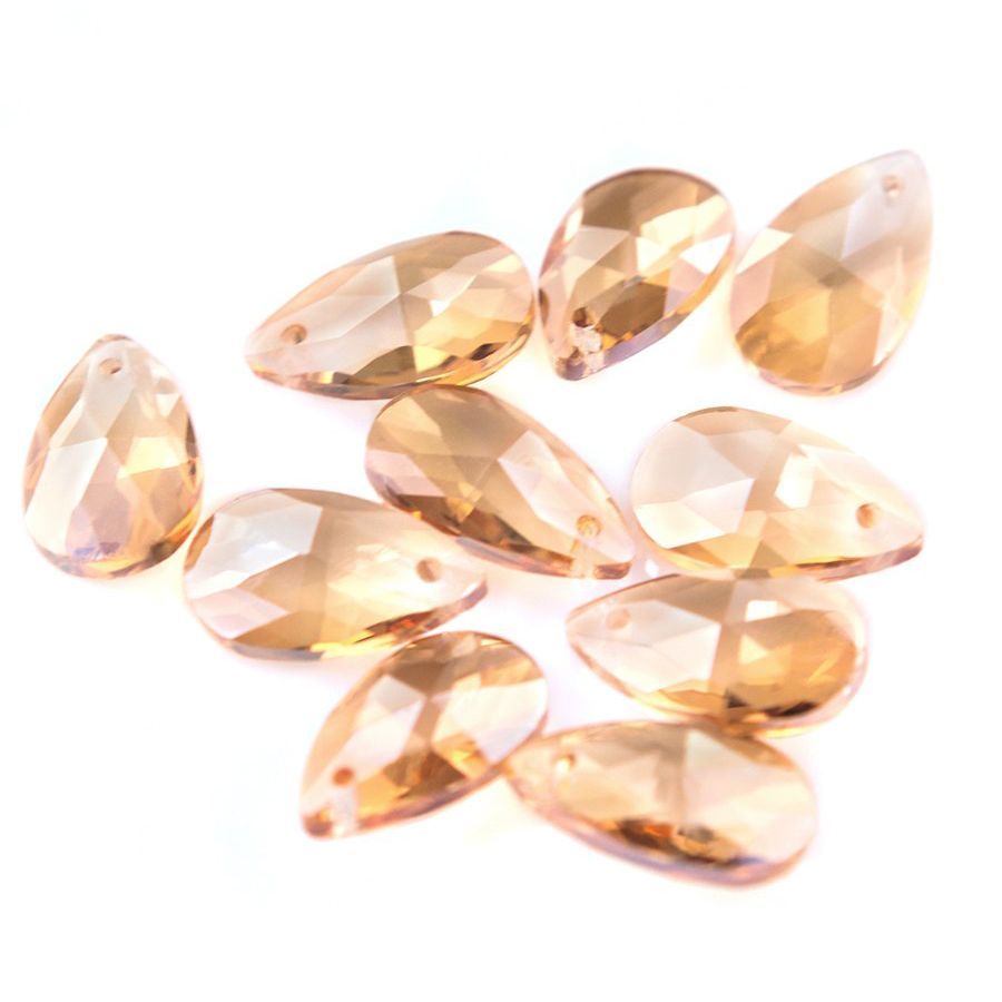 подвеска стеклянная "капля", граненая, цвет корицы, 22х13 мм