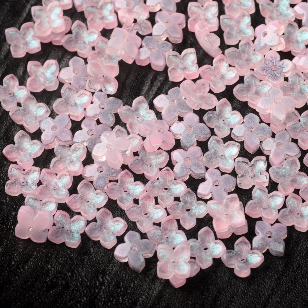 бусина "вероника", стекло, цвет св.розовый, 10x10x3.5 мм