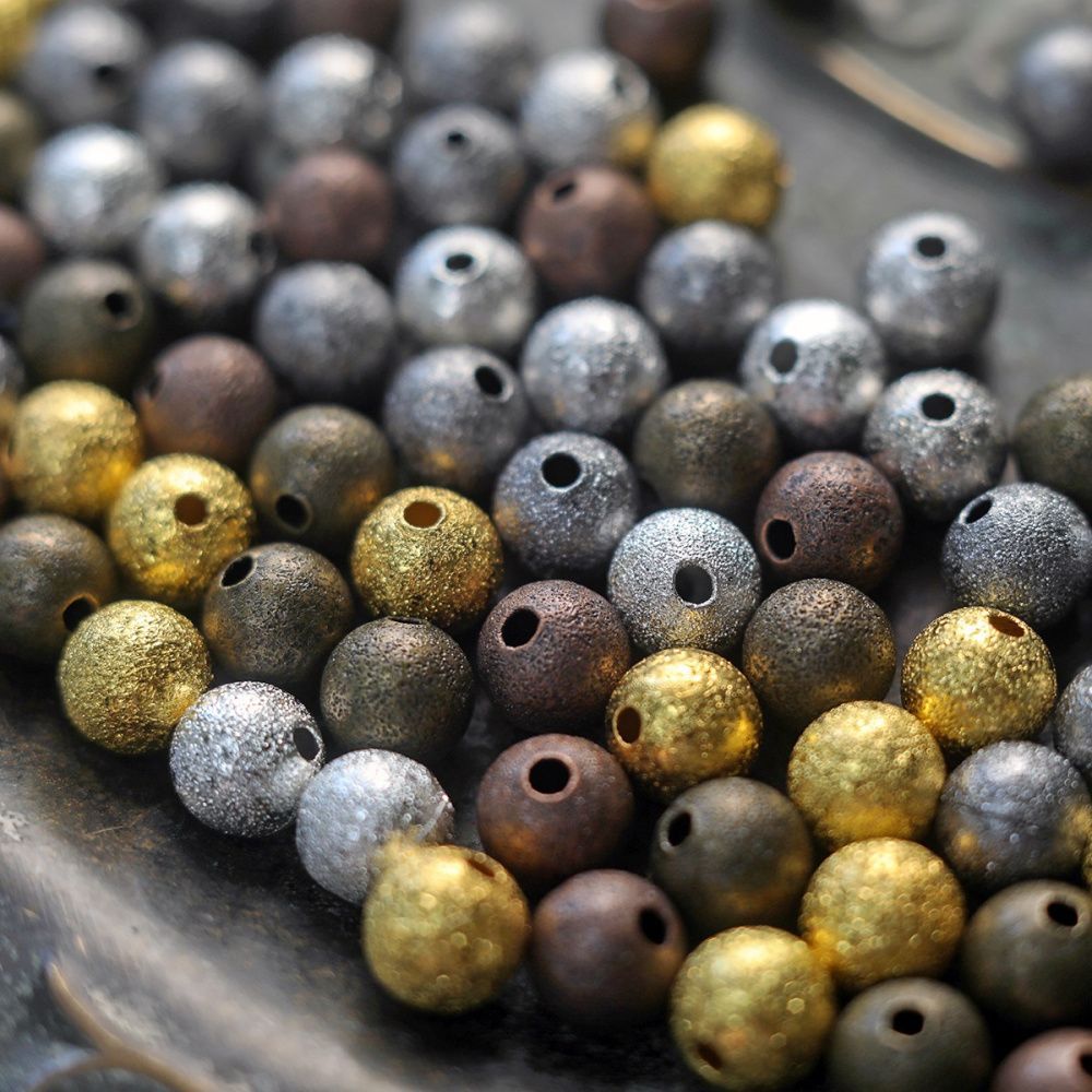 бусина, металл "звездная пыль" 8, цветовой микс, 8 мм