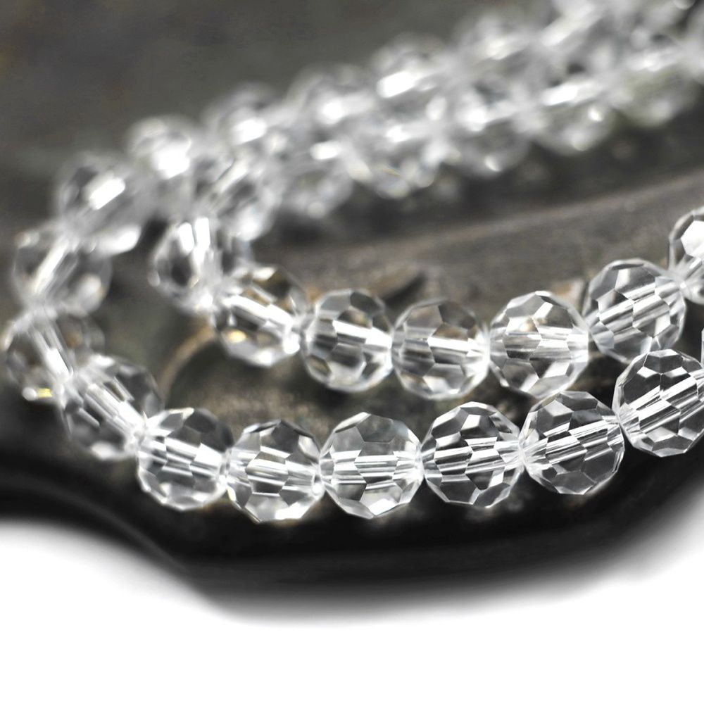 бусина, стекло 8, граненая, цвет прозрачный, 8 мм