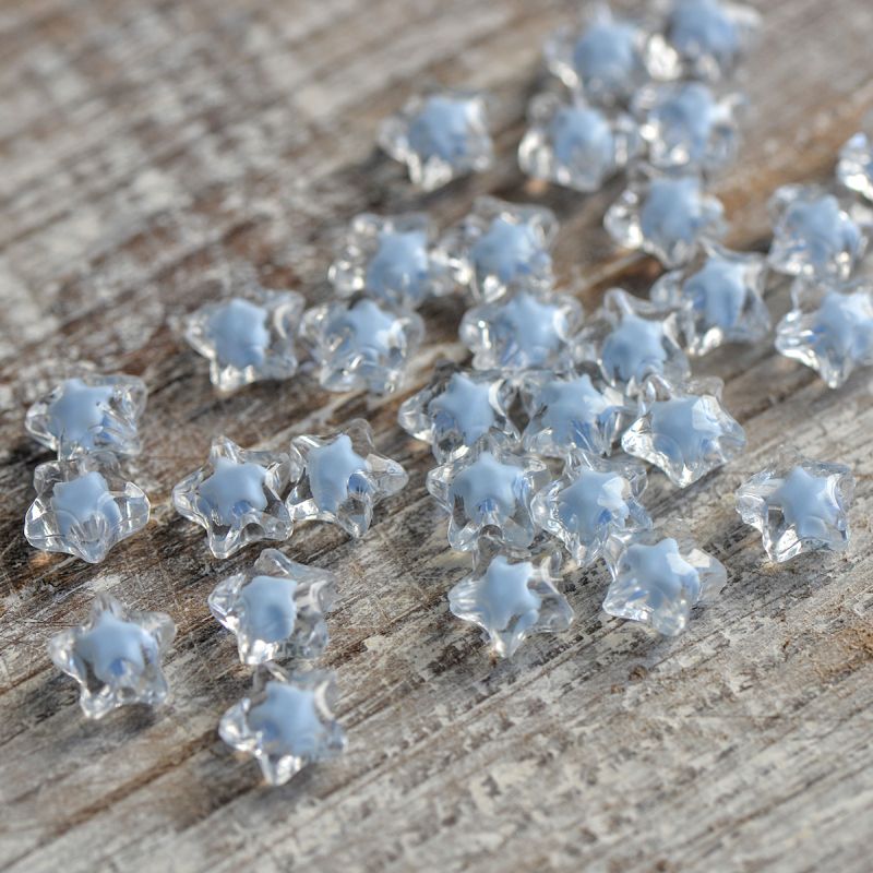 бусина, акрил "звездочка", цвет прозрачный/голубой, 10.5x11x7 мм