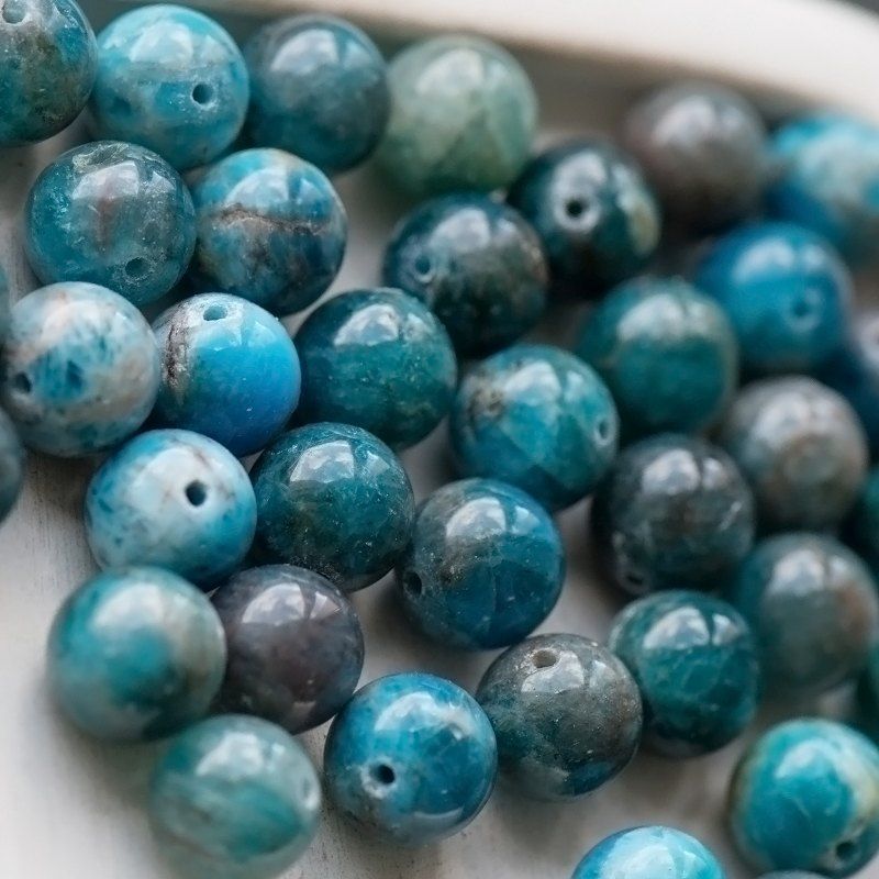 бусина апатит 10, цвет темно-голубой, 10 мм