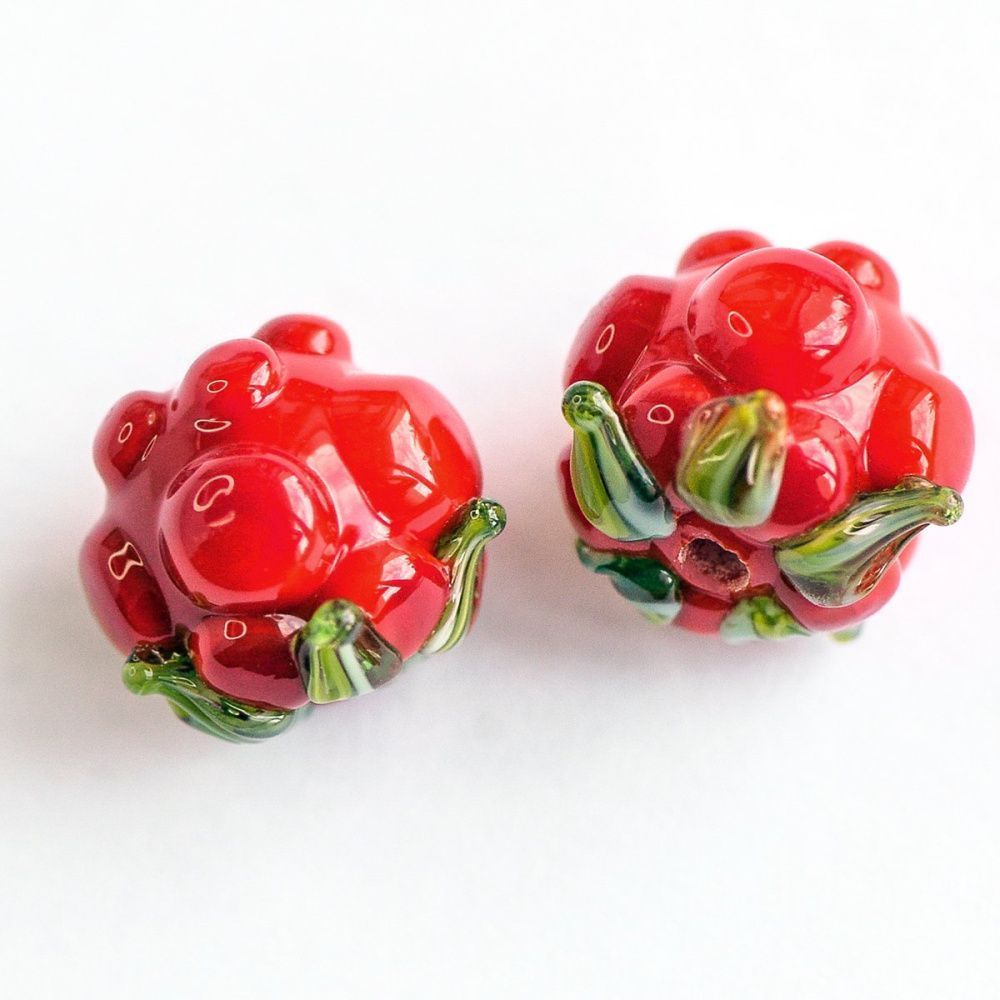 бусина, мурано "морошка", светло-оранжевый, 14х12 мм