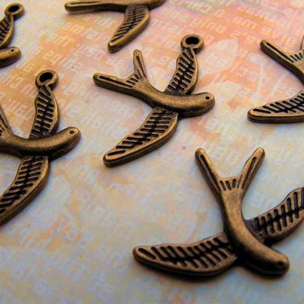 подвеска металлическая "ласточка", цвет античная бронза, 31х22х2 мм