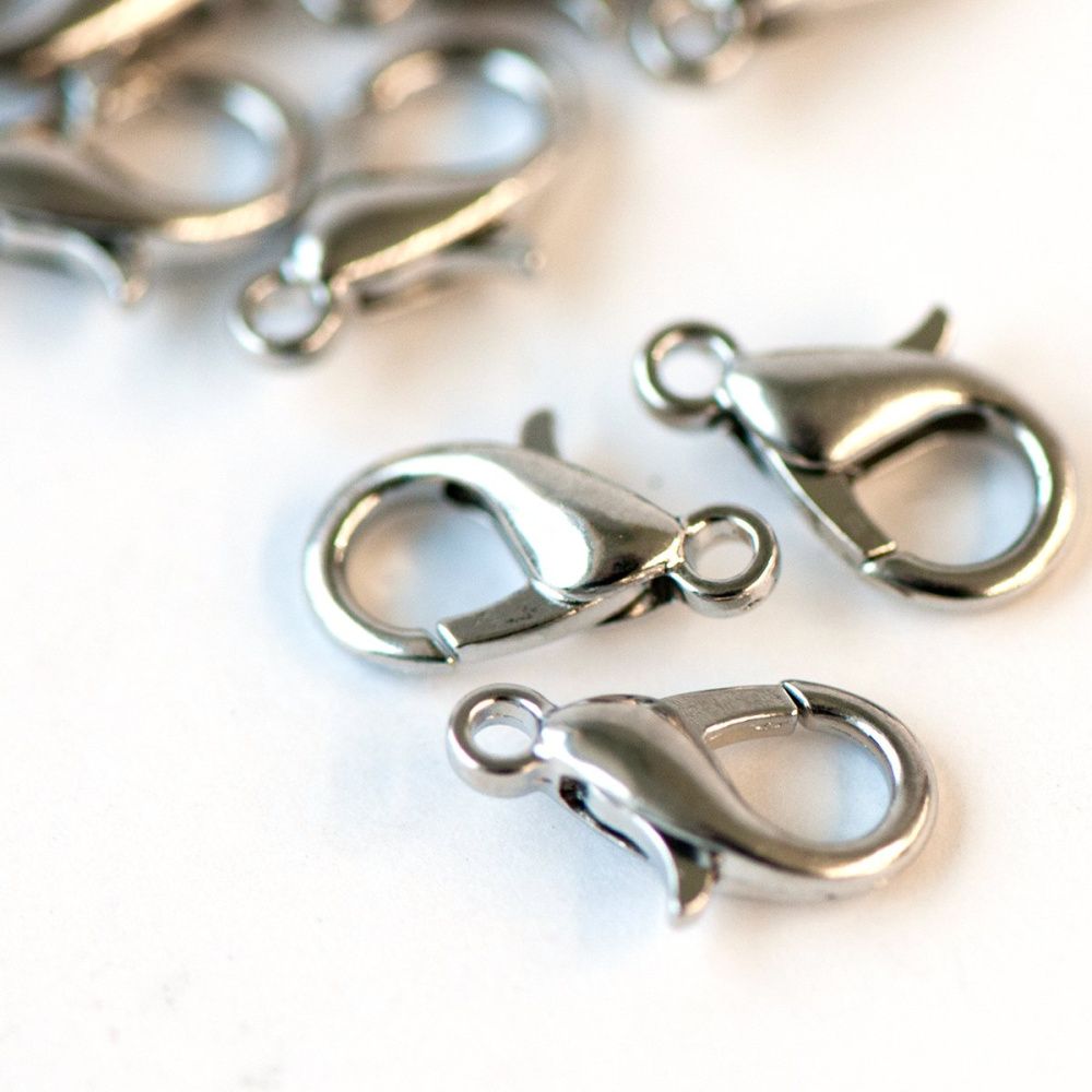 Замочки замочек-лобстер, цвет платина, 8х14 мм