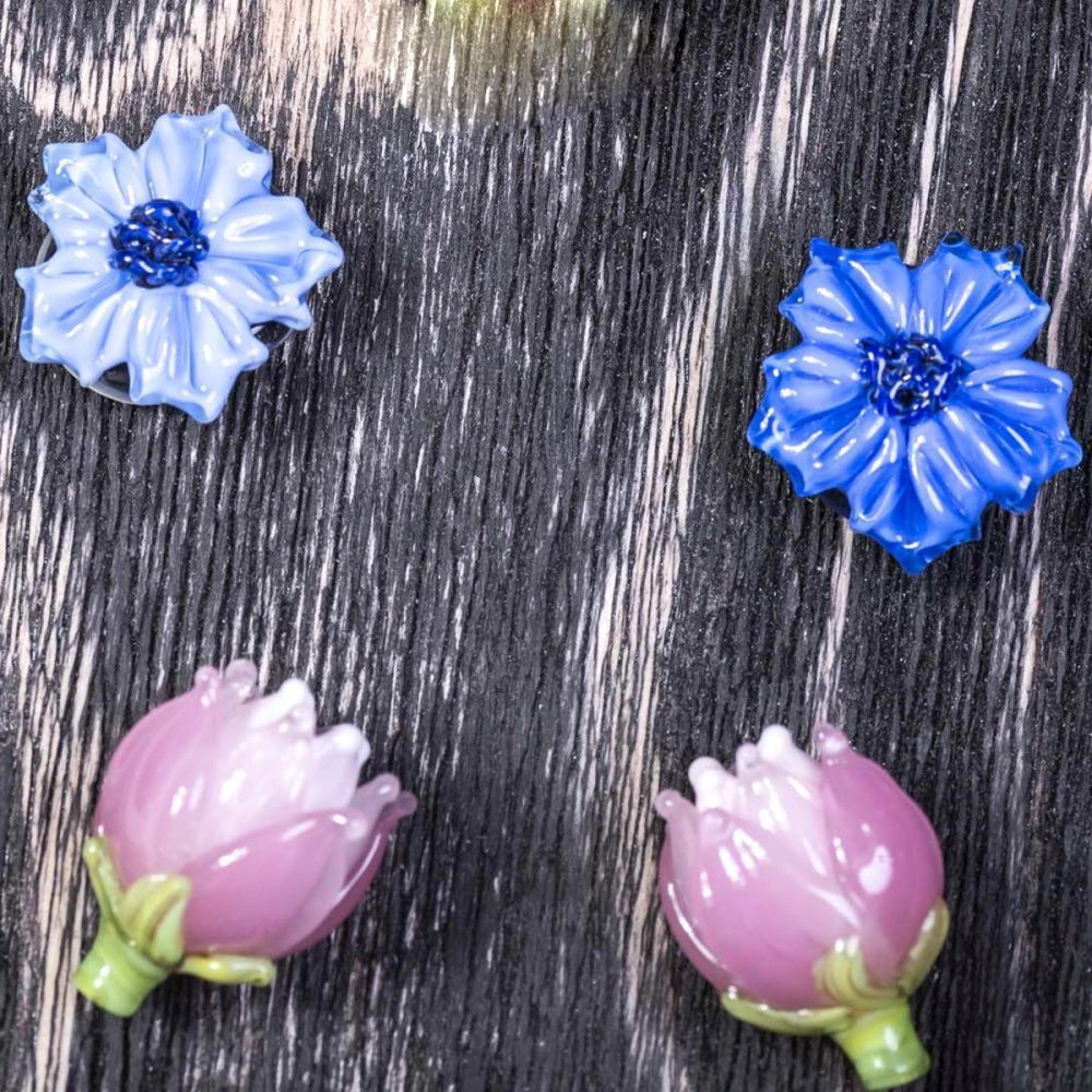 бусина, мурано "василек", фигурная, барвинковый, 20х9 мм