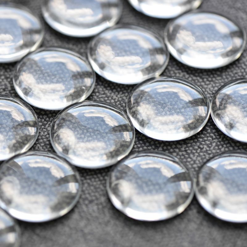 кабошон стеклянный, круглый, прозрачный, 25х6 мм