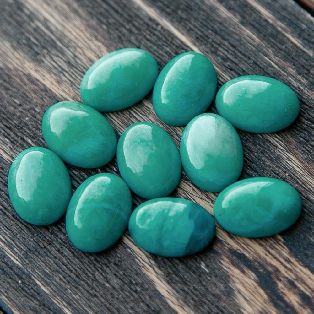 кабошон амазонит синтетич. овальный, цвет бирюзовый, 18x13x6 мм
