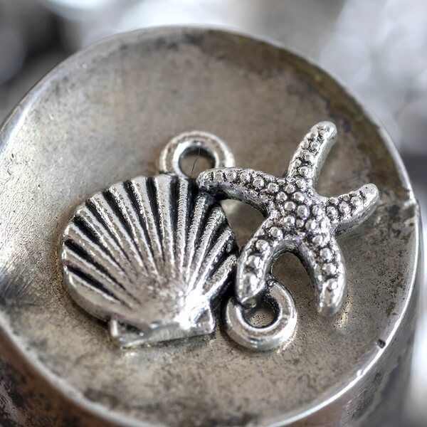 коннектор "пляж", цвет античное серебро, 18x13x2.5 мм