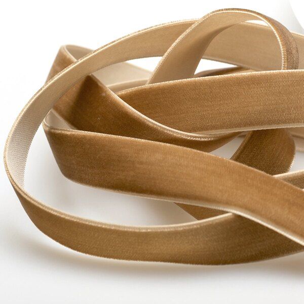 лента, бархат, цвет темно-песочный, ширина 19 мм ленты