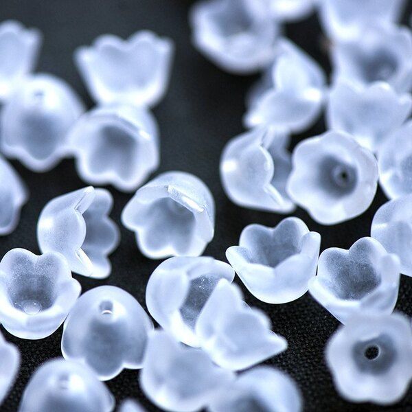 бусина, акрил "ландыш", цвет прозрачный матовый, 10х6 мм