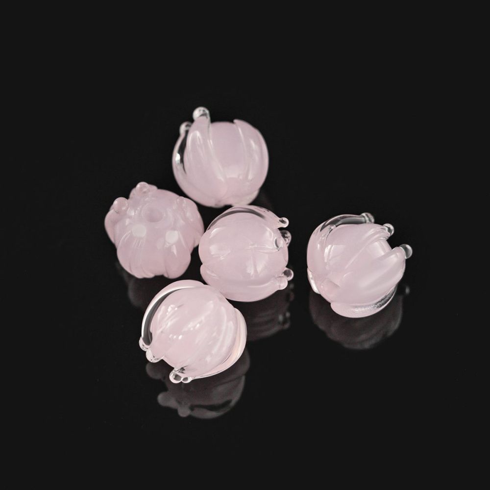 бусина, лэмпворк "бутончик", стекло, цвет розовый, 11x12 мм