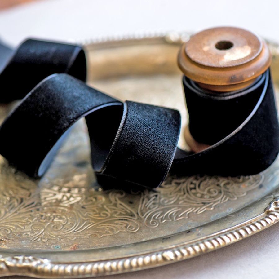 лента, бархат, цвет черный, ширина 25.4 мм ленты