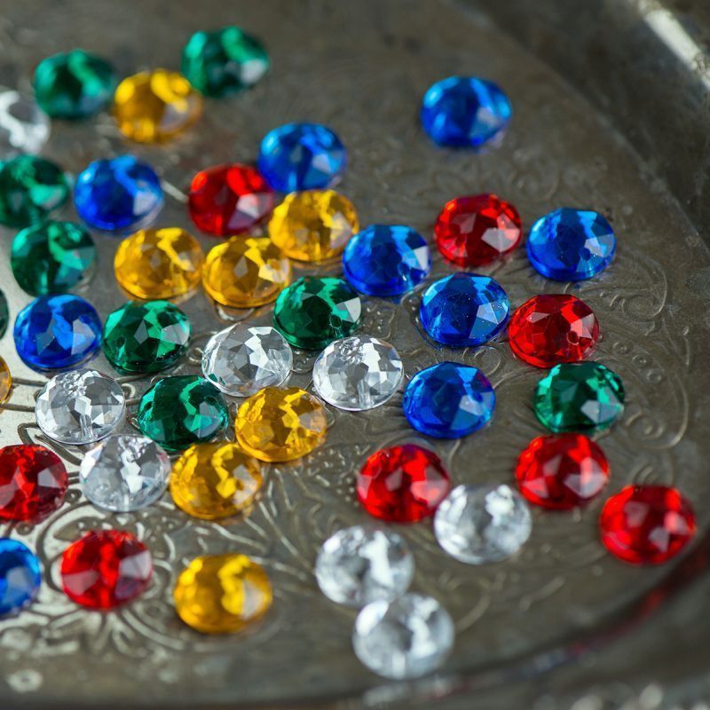 стразы пришивные "грани", акрил, круглые, цветовой микс, 10х4