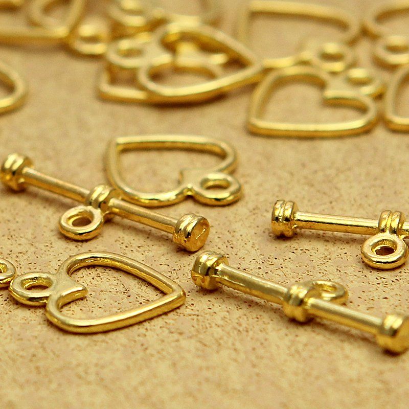 тоггл "сердечко", цвет золото, 12х14х19 мм