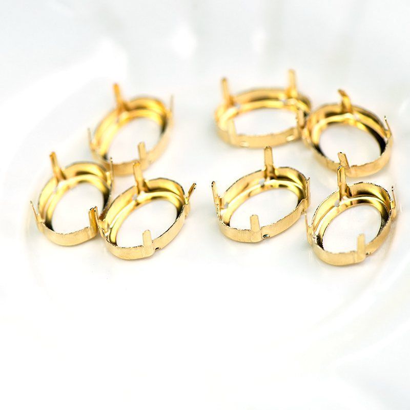 цапы для стразов овальные, открытые, цвет золото, 18х13 мм