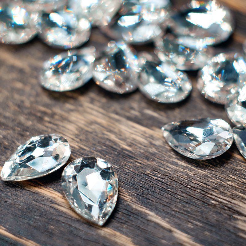 кабошон стекло кристалл, каплевидный, цвет crystal, 18х13 мм