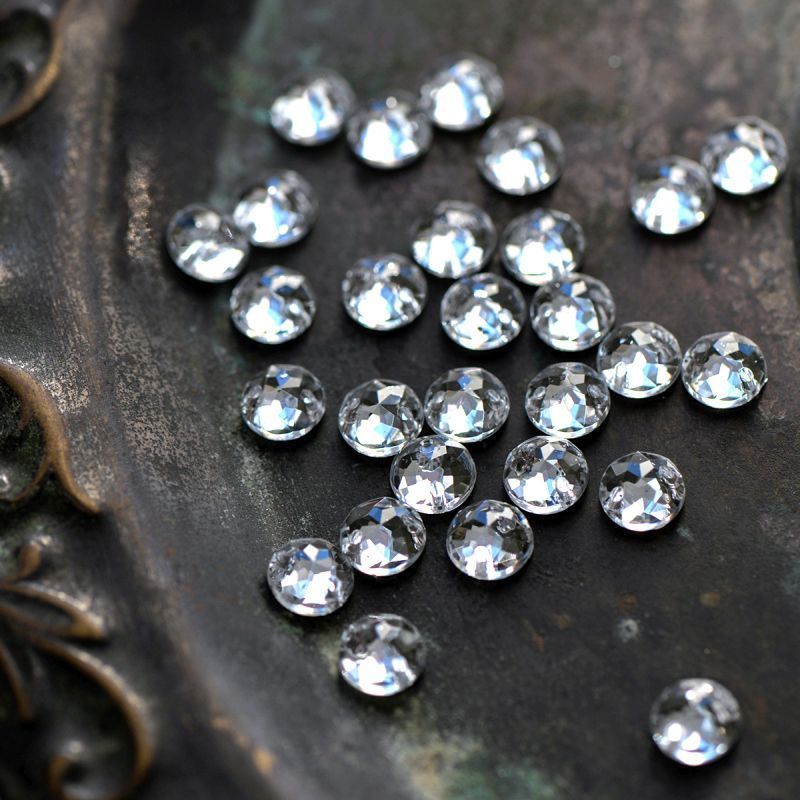 стразы пришивные "грани", акрил, круглые, цвет cristal, 8х3 мм