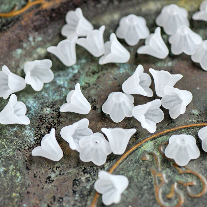 бусина, акрил "колокольчик", матовая, цвет белый, 14x10 мм