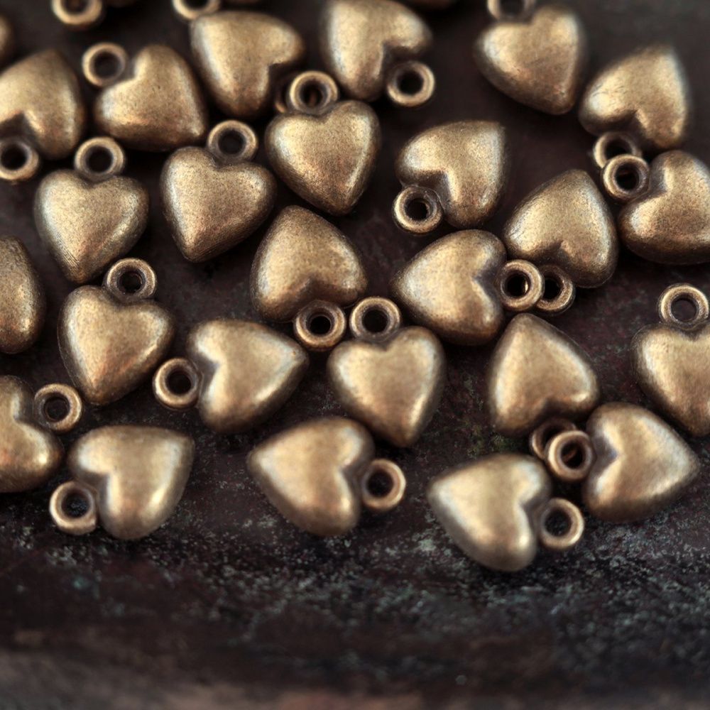 подвеска металл "сердце 3д", цвет античная бронза, 10x7x5 мм
