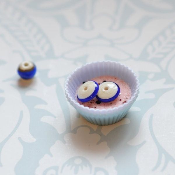 бусина, мурано "диск", плоская, синий, 18х6 мм