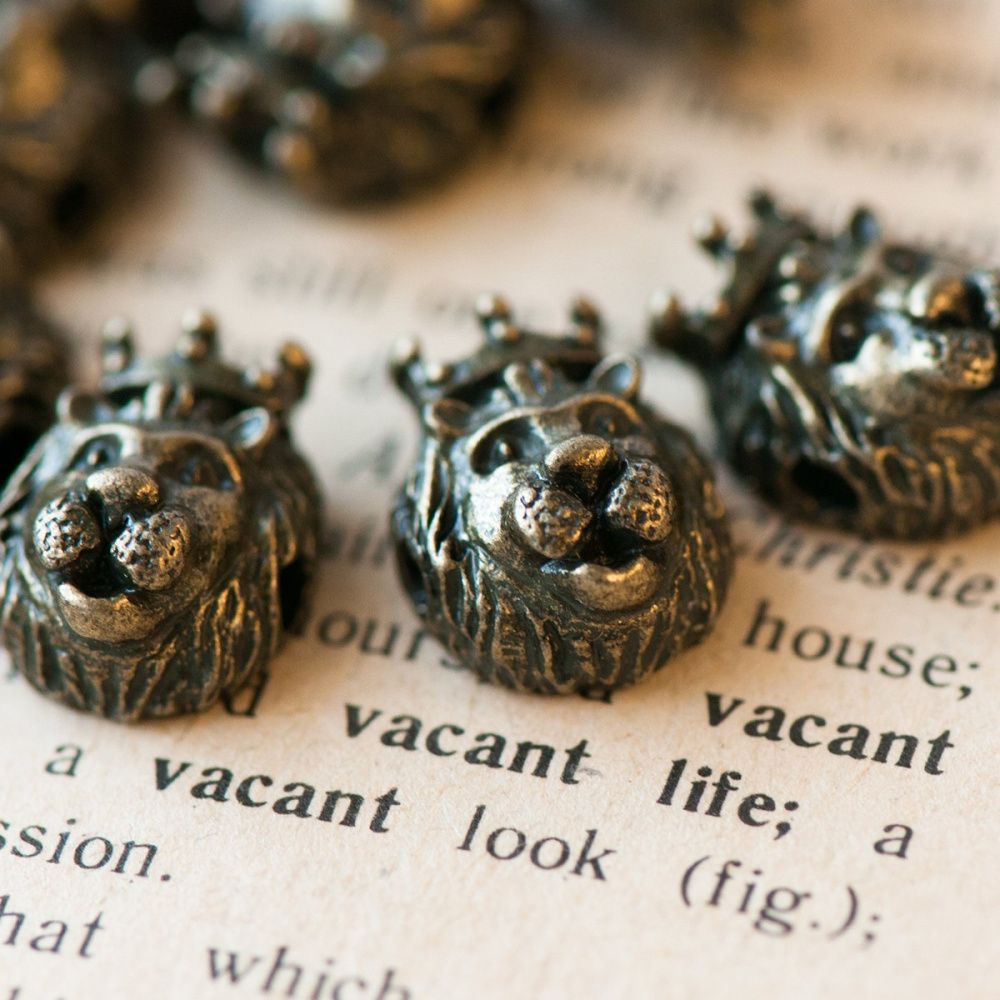 бусина, металл "король лев", цвет бронза, 14х11х8 мм