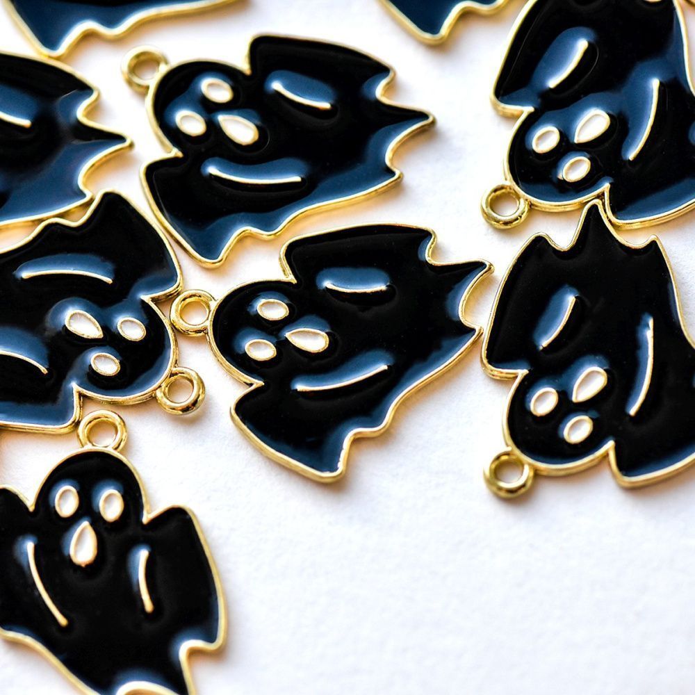 подвеска металлическая "привидение", эмаль, цвет черный, 25x23x1 мм