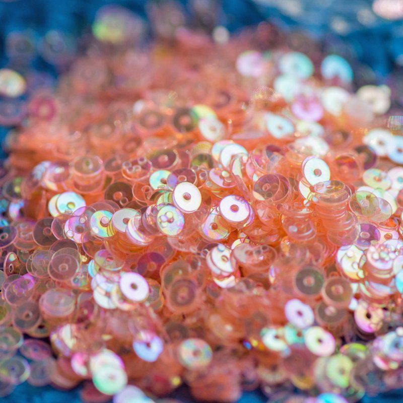 пайетки плоские, персиковый перламутр радужный, 4 мм