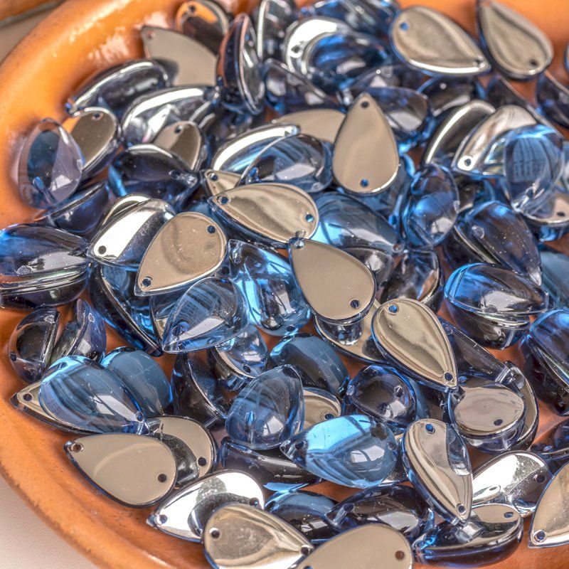 стразы пришивные "капля", акрил, цвет темно-синий, 15х9х6 мм